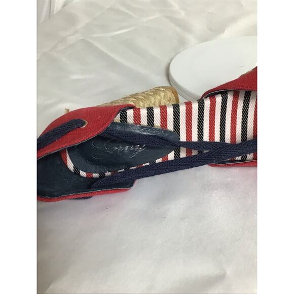 Envy Women Platform Espadrilles Sz. 8 Red Nautical Pin up Resortwear Yacht Party - Picture 7 of 10